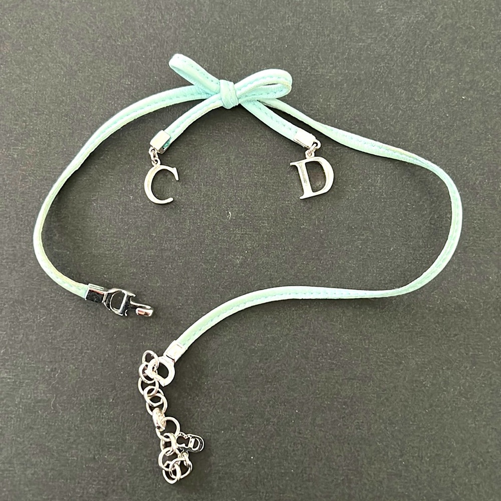 Christian Dior vintage blue bow choker necklace